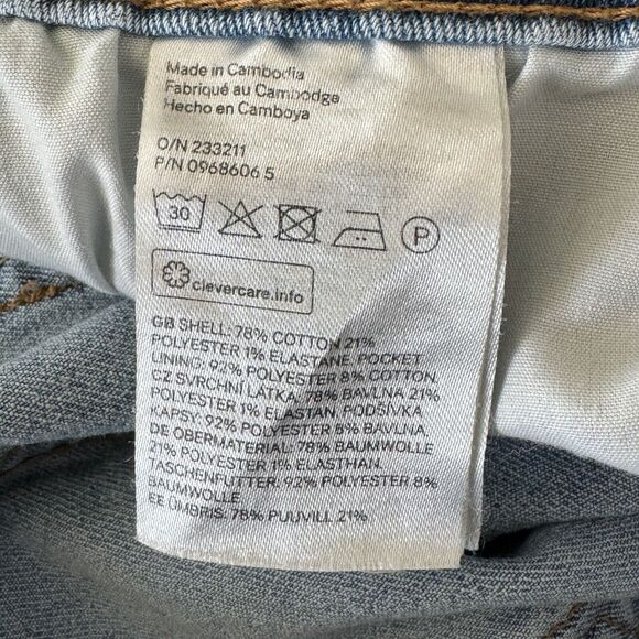 H&M SZ 18 High-Rise Jean Shorts Cuffed Light Wash Pockets Zip-Fly Stretch Womens - Picture 5 of 6